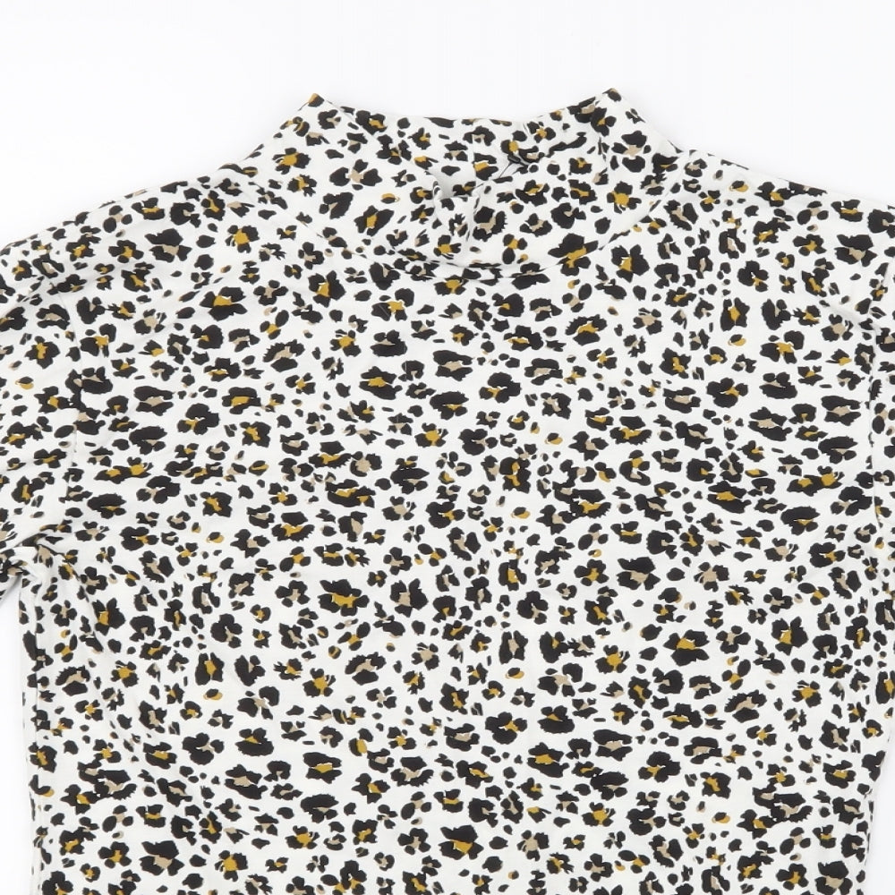 Marks and Spencer Womens White Animal Print  Basic T-Shirt Size 6