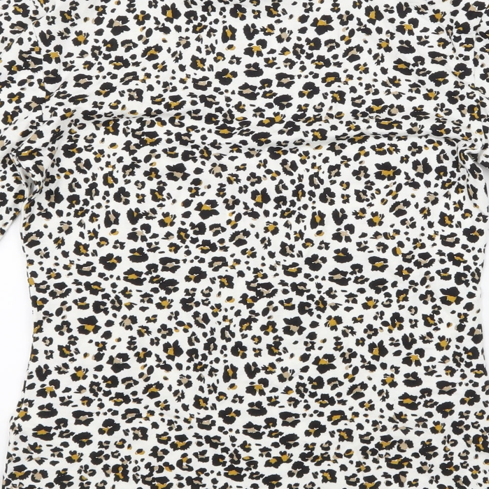 Marks and Spencer Womens White Animal Print  Basic T-Shirt Size 6