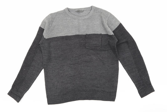Front view of Cedarwood State men’s grey knit jumper, size XL