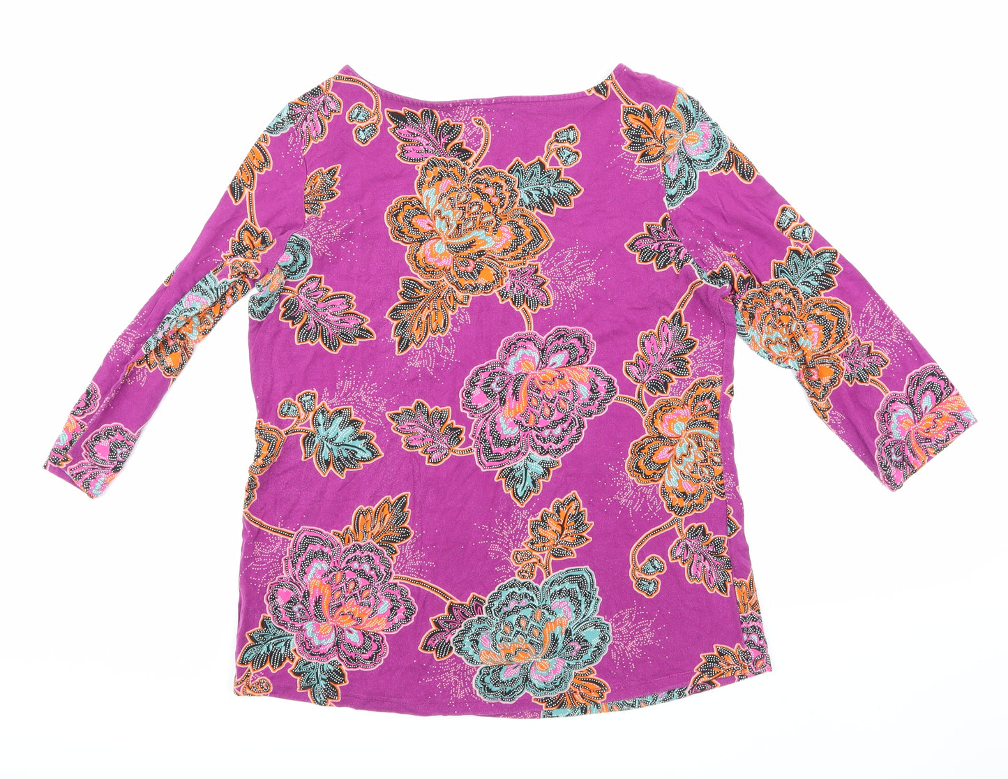 Marks and Spencer Womens Purple Floral  Basic T-Shirt Size 14
