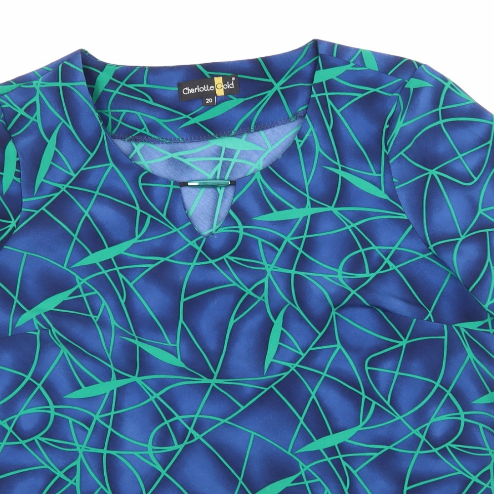 Charlotte Gold Womens Blue   Basic Blouse Size 20