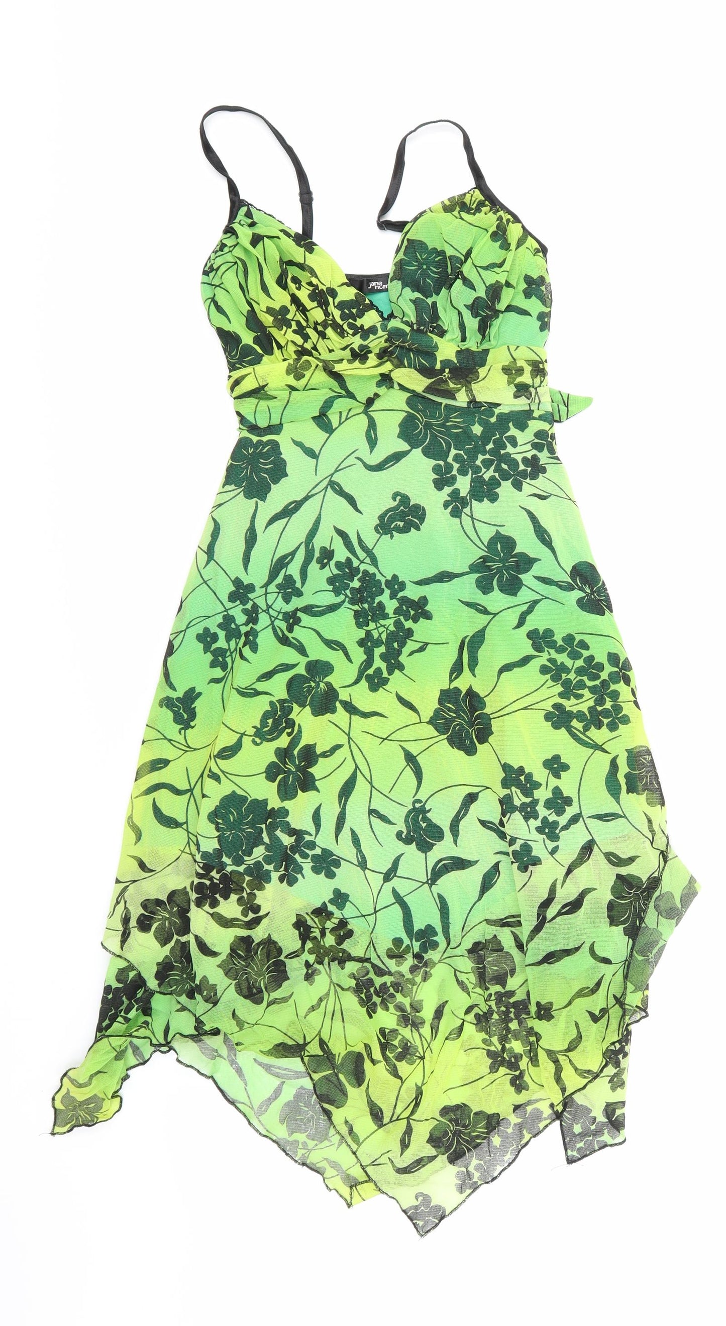Jane Norman Womens Green Floral  A-Line  Size 8