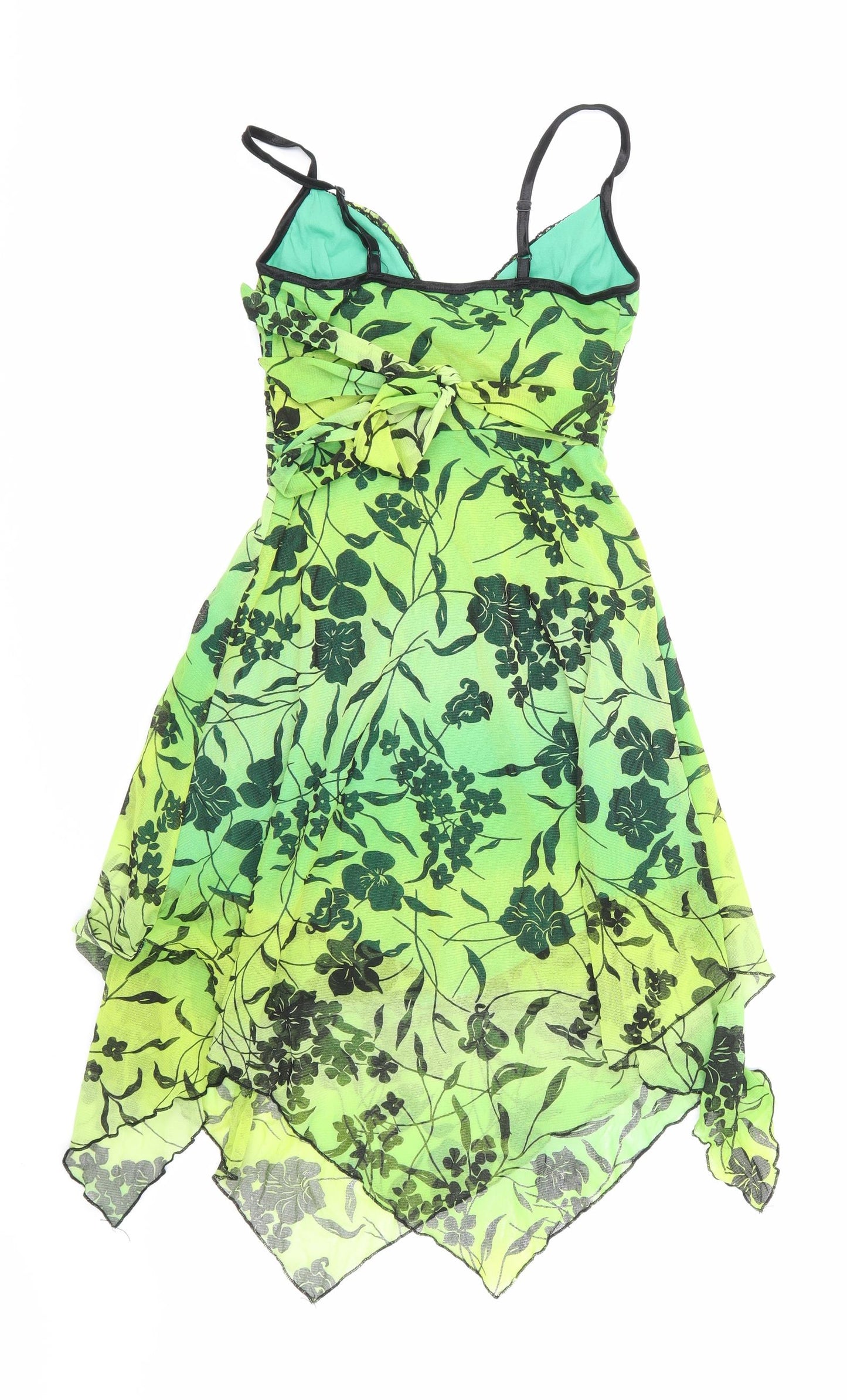Jane Norman Womens Green Floral  A-Line  Size 8