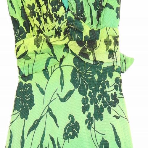 Jane Norman Womens Green Floral  A-Line  Size 8