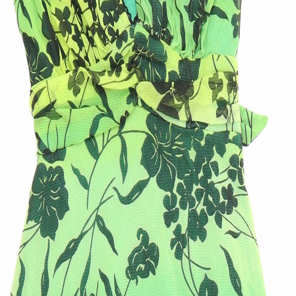 Jane Norman Womens Green Floral  A-Line  Size 8