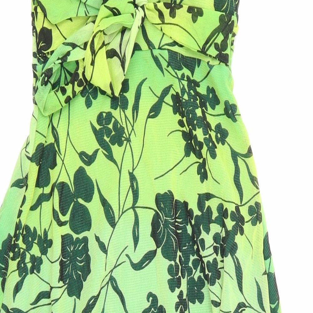 Jane Norman Womens Green Floral  A-Line  Size 8