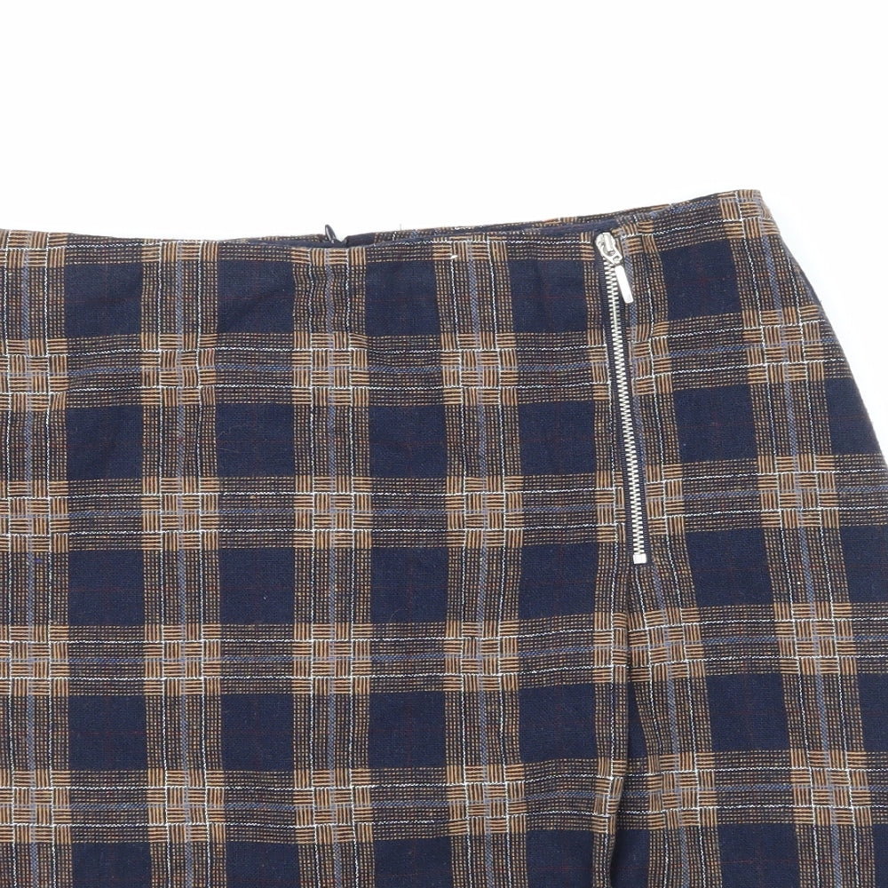 TU Womens Blue Check  Mini Skirt Size 12
