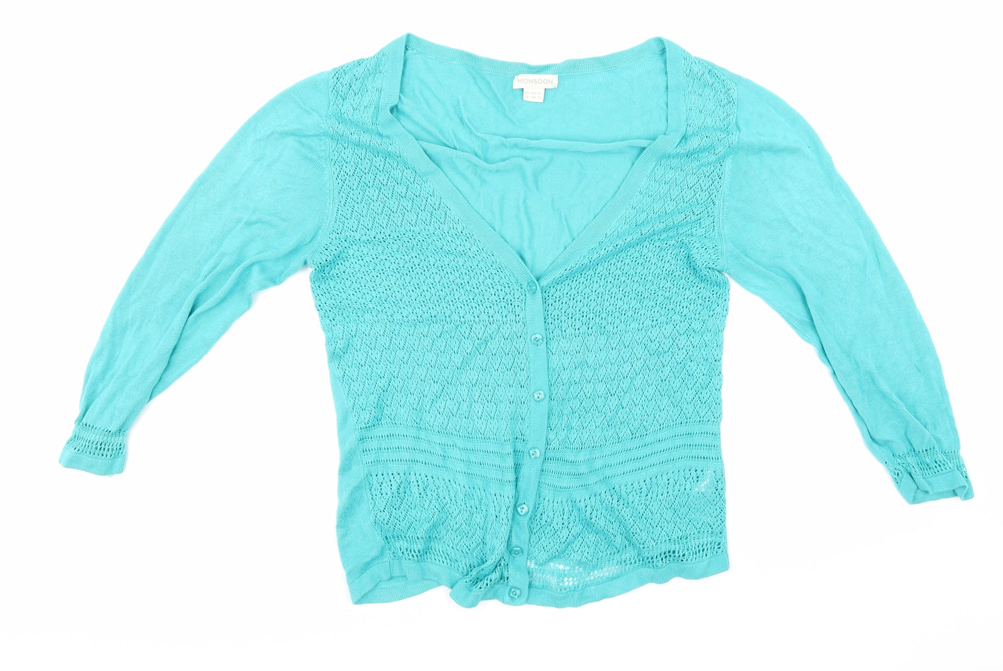 Monsoon Womens Blue  Knit Cardigan Jumper Size 16