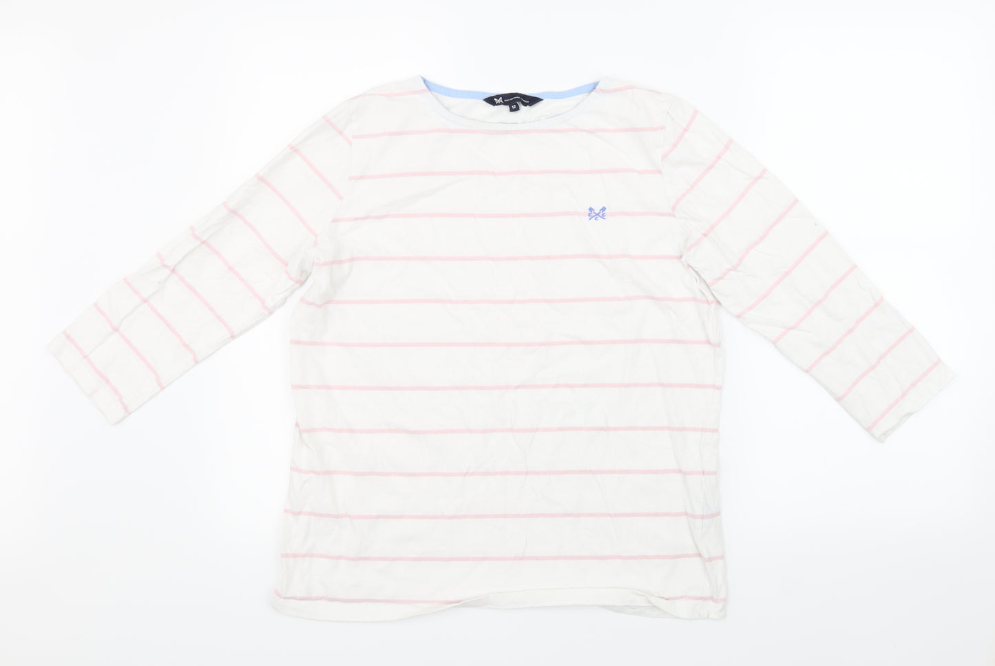 Crew Clothing Womens White Striped  Basic T-Shirt Size 12