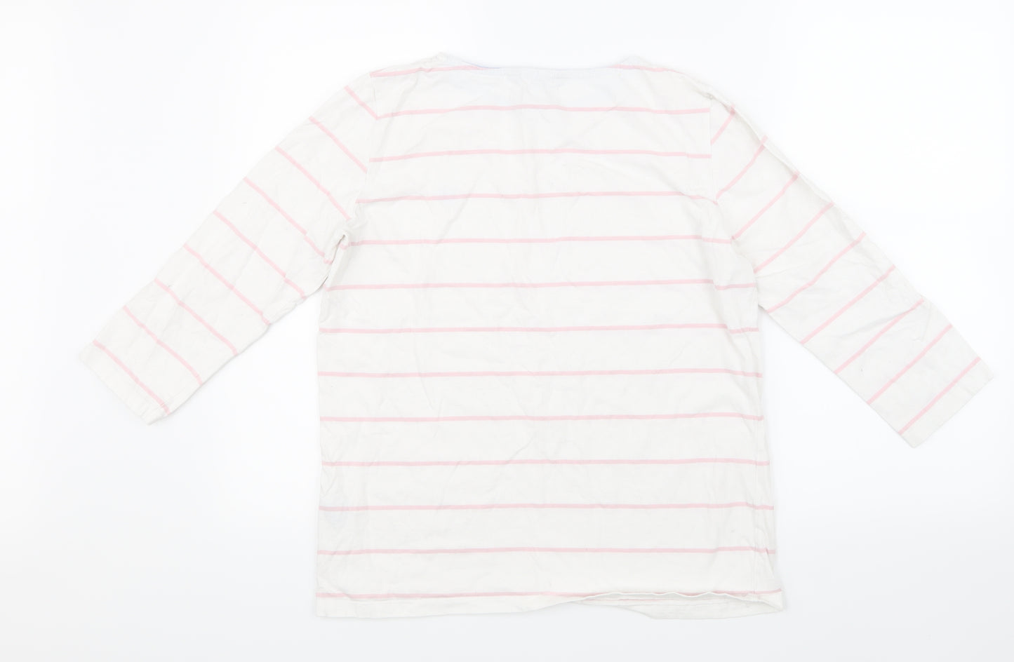 Crew Clothing Womens White Striped  Basic T-Shirt Size 12