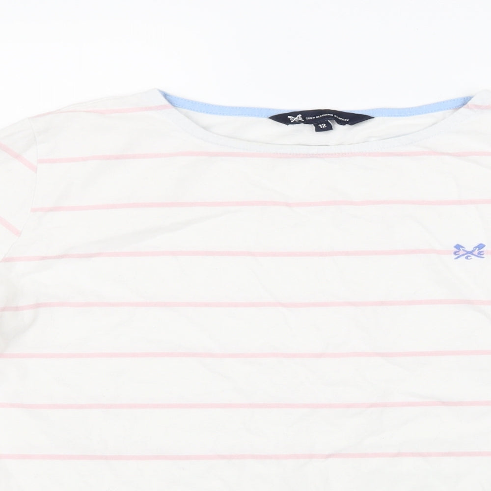 Crew Clothing Womens White Striped  Basic T-Shirt Size 12