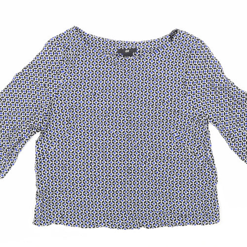 H&M Womens Blue Geometric  Basic Blouse Size 8