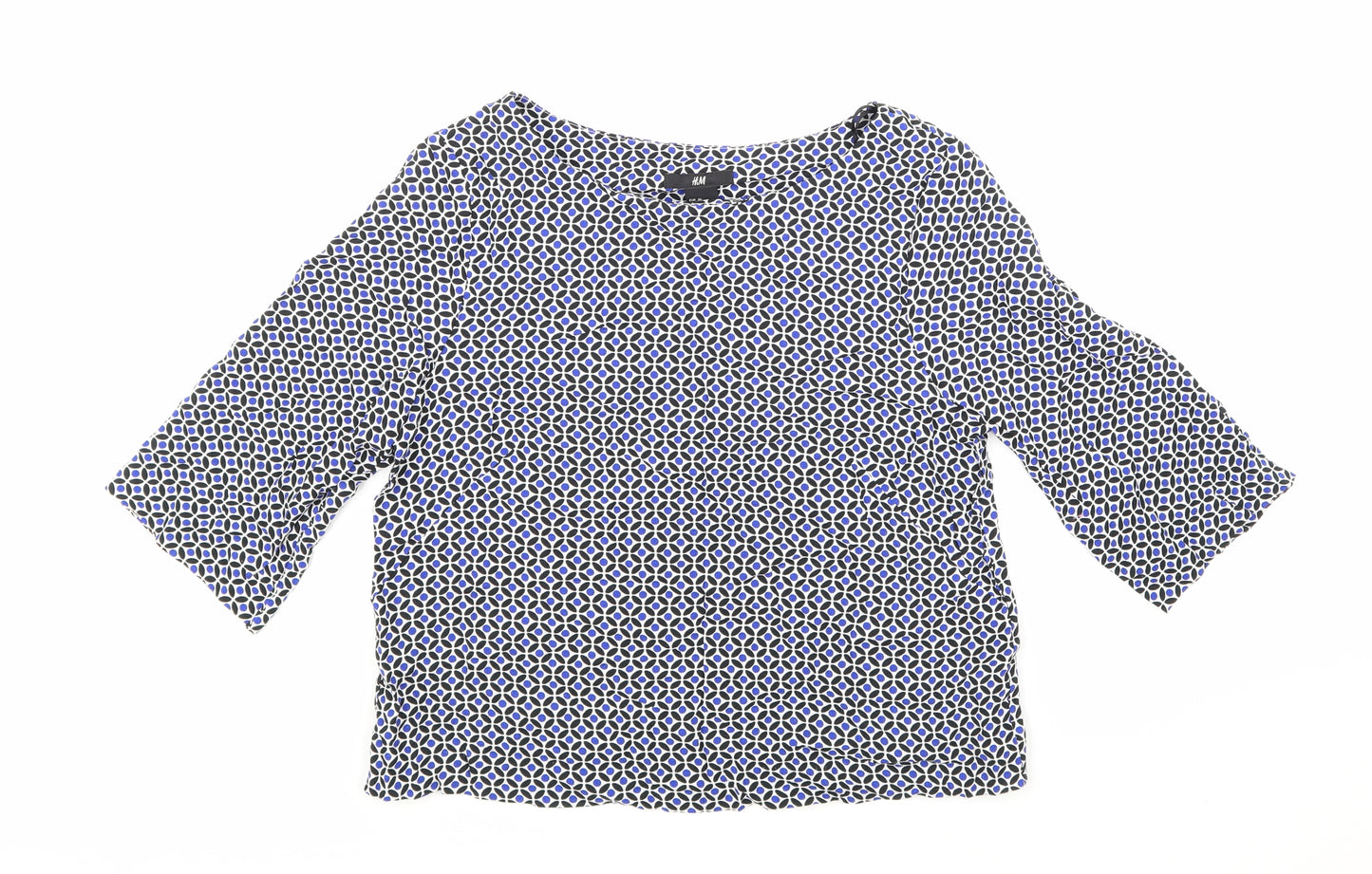 H&M Womens Blue Geometric  Basic Blouse Size 8