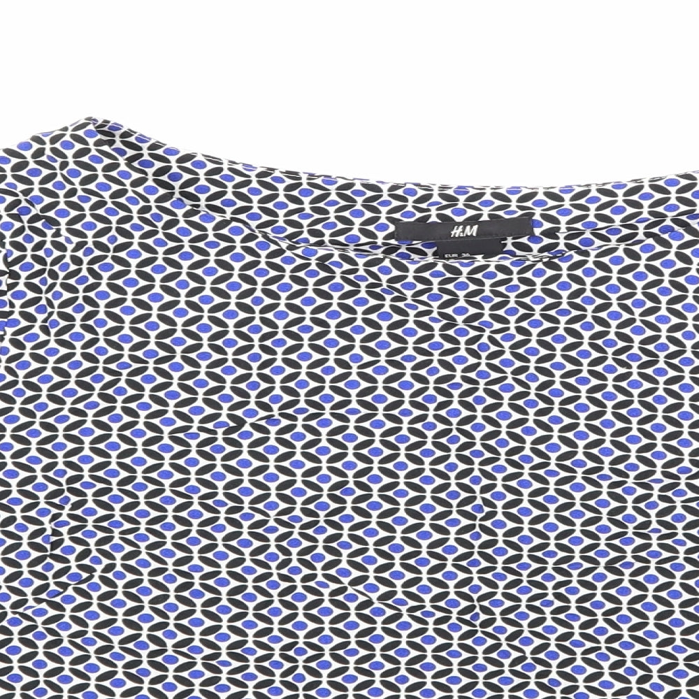H&M Womens Blue Geometric  Basic Blouse Size 8