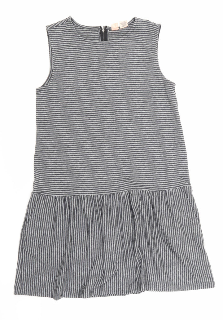 Artisan Womens Grey Striped A-Line Size M