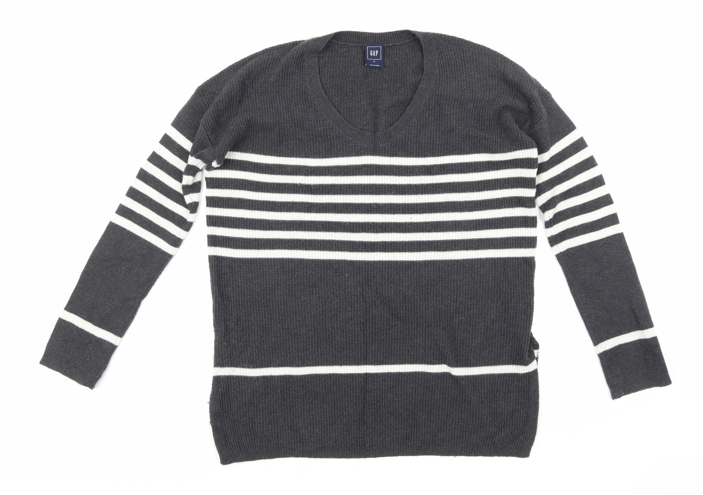 Gap Womens Grey Striped Knit Pullover Jumper Size M