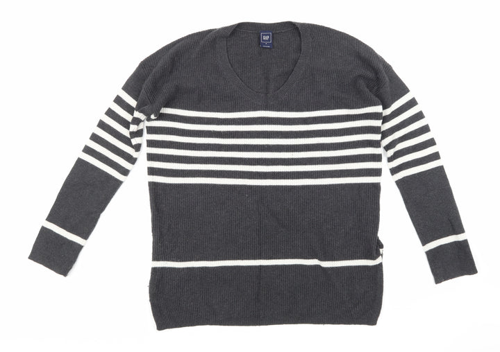 Gap Womens Grey Striped Knit Pullover Jumper Size M