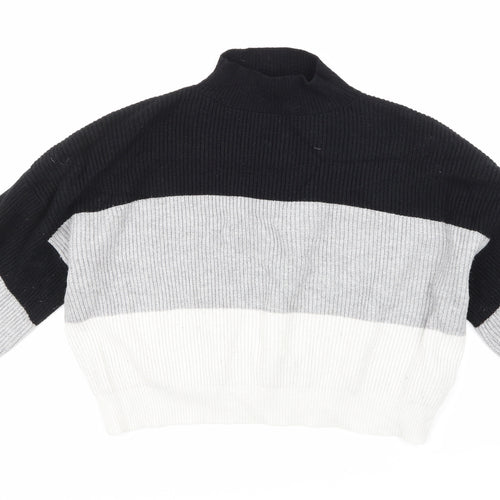 Cameo Rose Womens Grey Striped Knit Pullover Jumper Size L