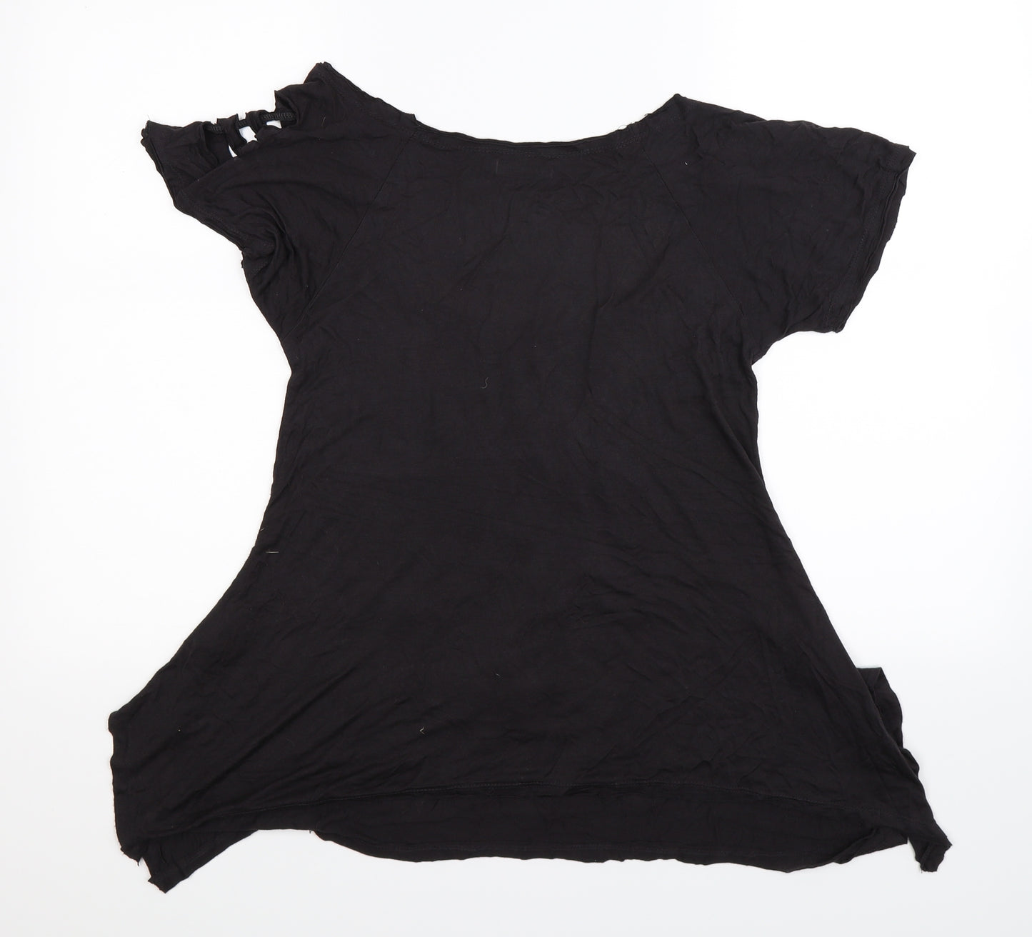 Joe Browns Womens Black Floral  Basic T-Shirt Size 8  - Distressed