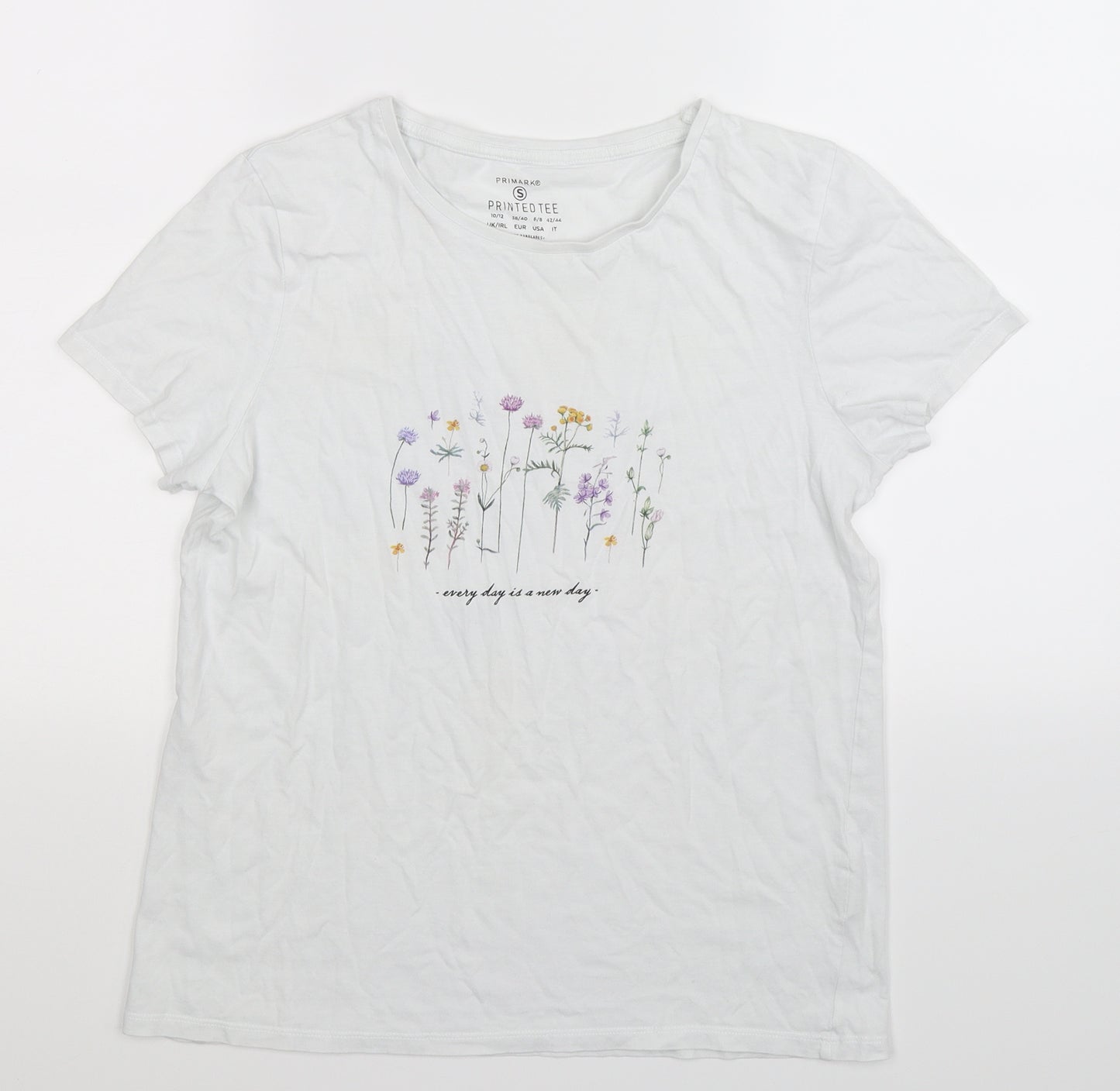 Primark Girls White Floral  Basic T-Shirt Size 12 Years