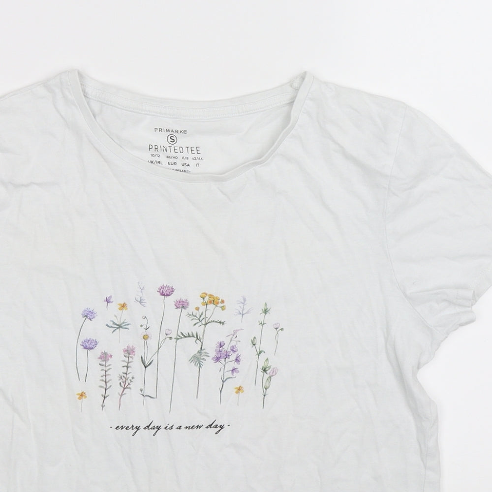 Primark Girls White Floral  Basic T-Shirt Size 12 Years