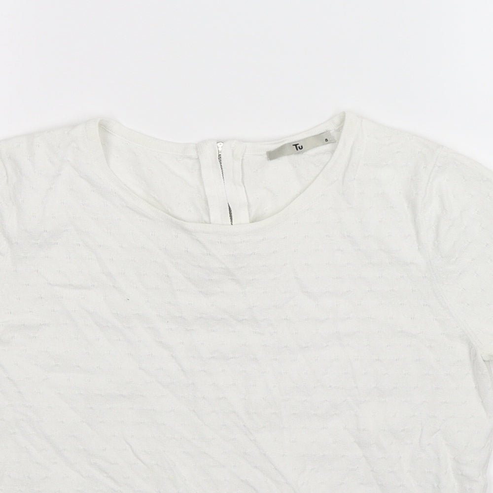 TU Womens White  Knit Pullover Jumper Size 8