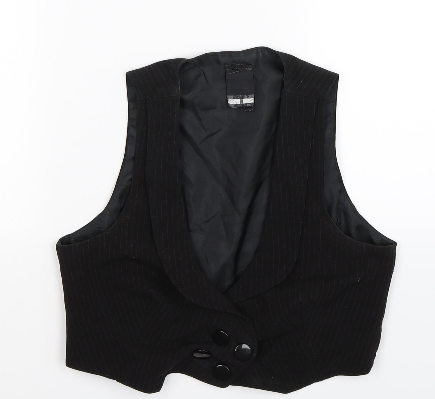 Preworn Womens Black Striped  Jacket Suit Waistcoat Size 10
