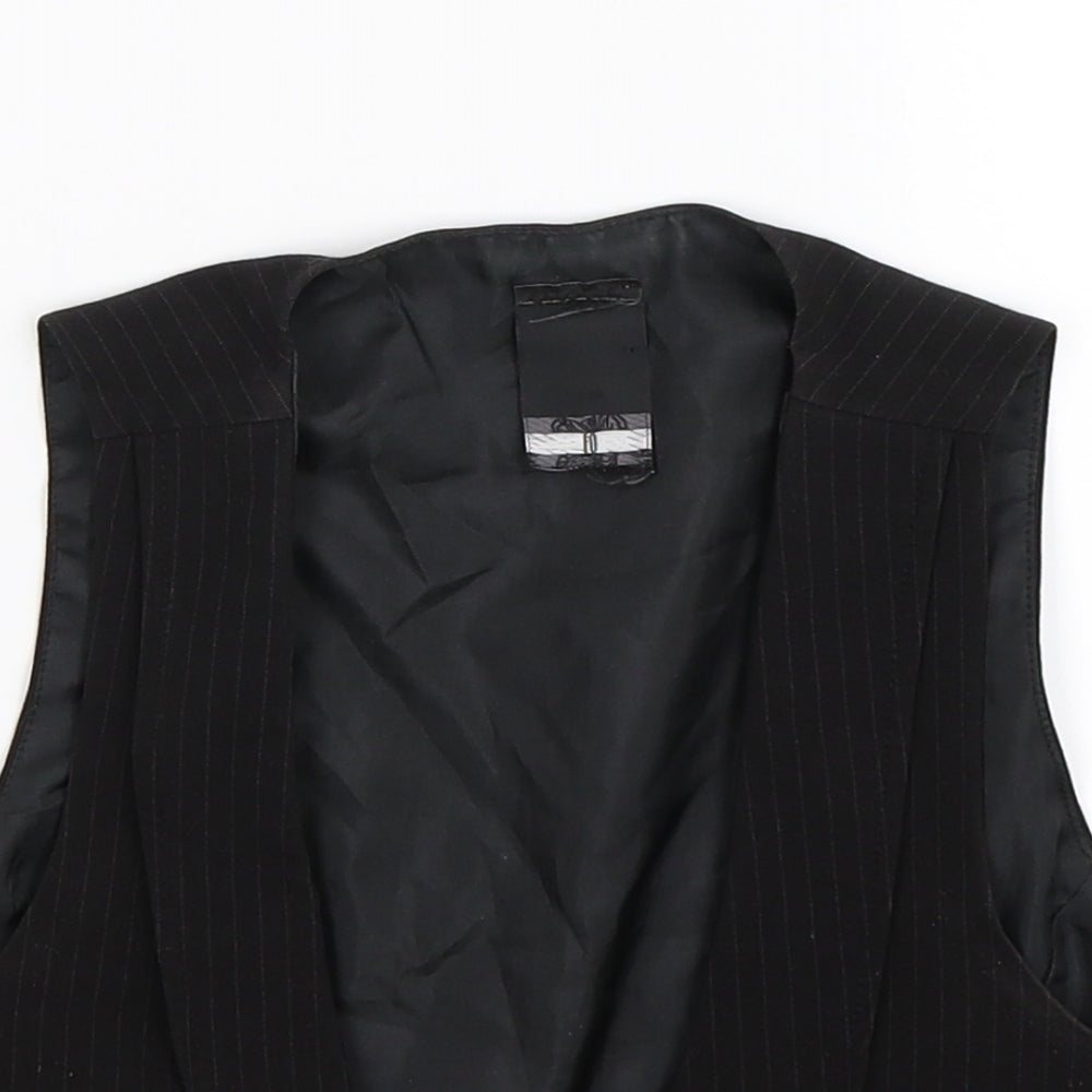 Preworn Womens Black Striped  Jacket Suit Waistcoat Size 10