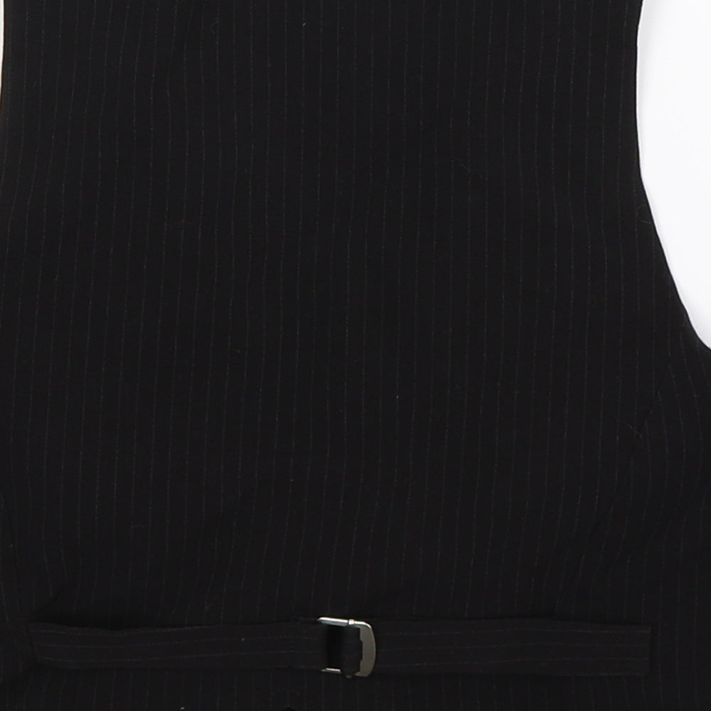 Preworn Womens Black Striped  Jacket Suit Waistcoat Size 10