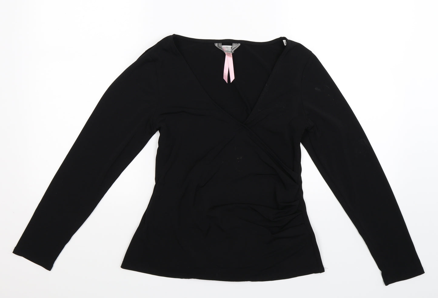Lipsy Womens Black  Satin Basic T-Shirt Size 12