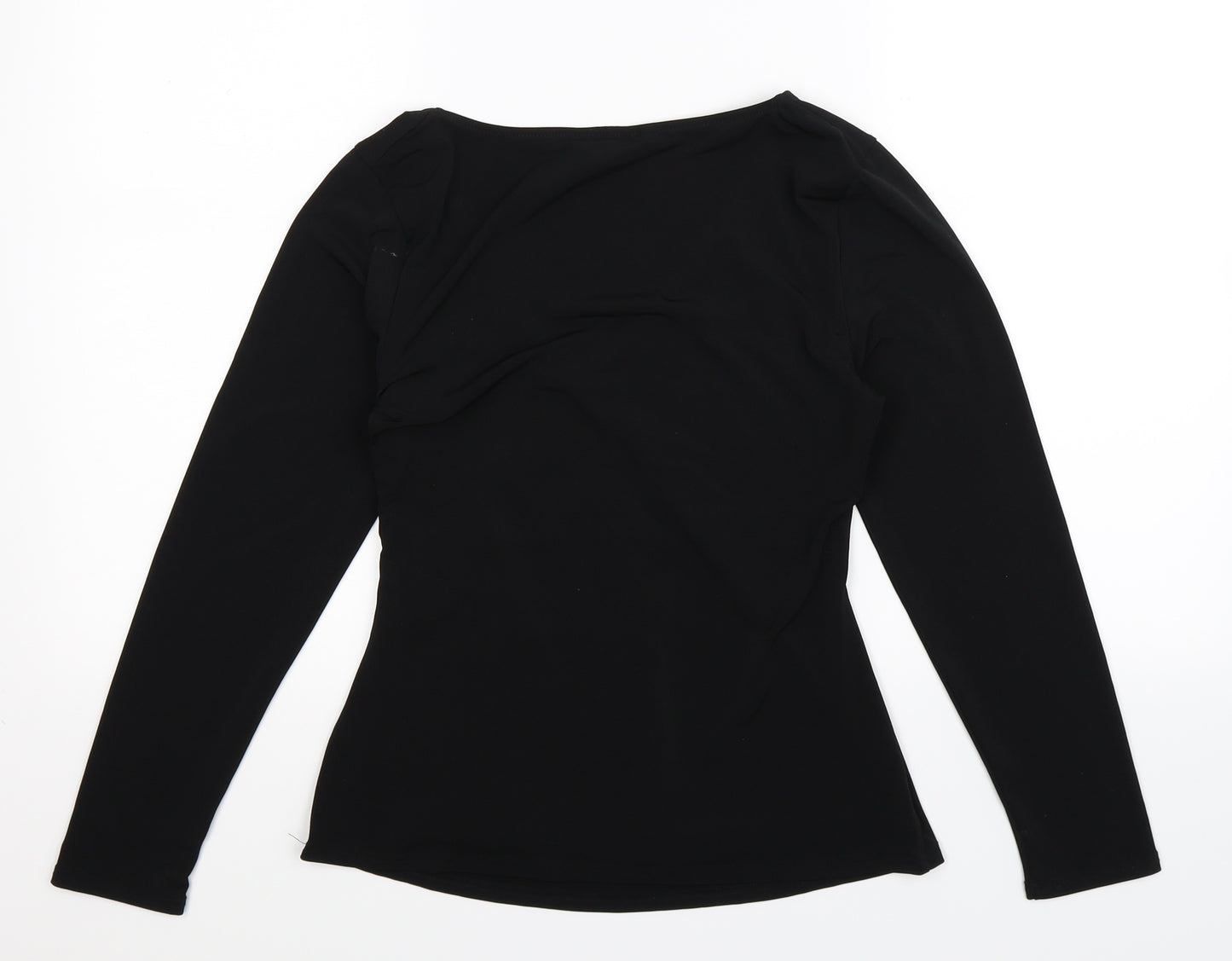 Lipsy Womens Black  Satin Basic T-Shirt Size 12