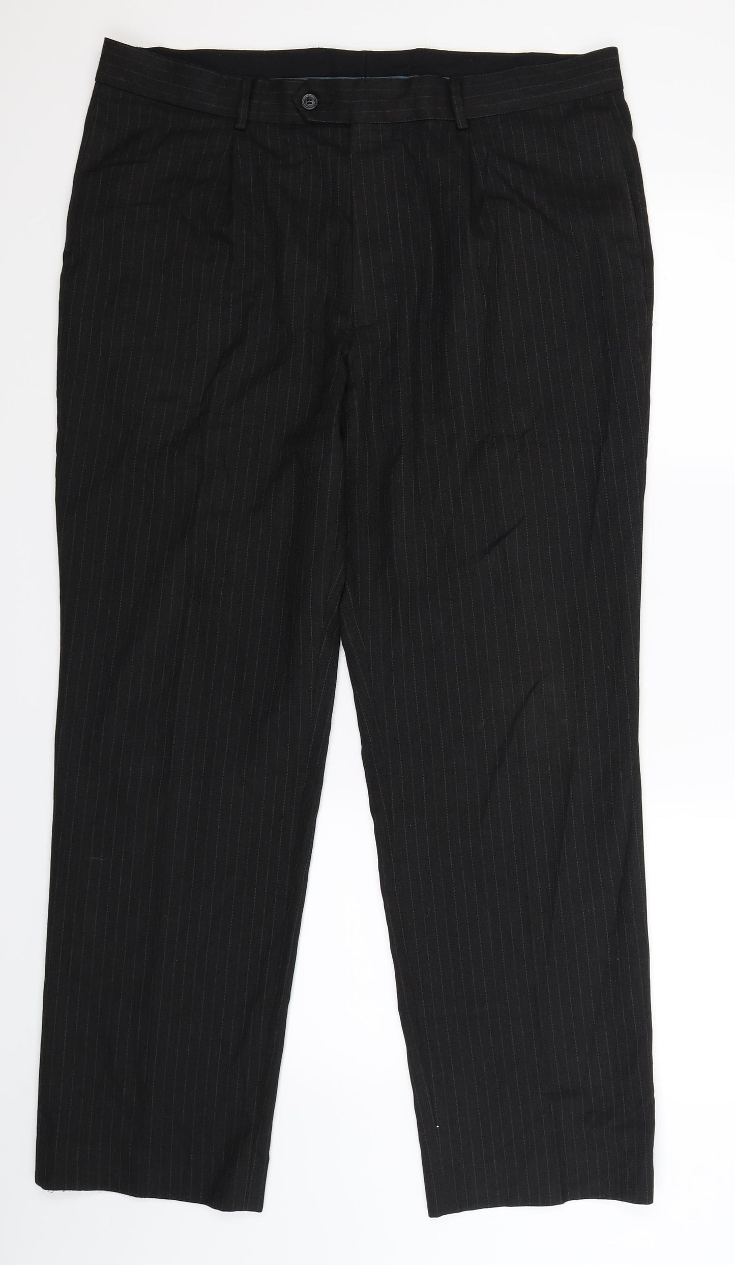 F&F Mens Black Striped  Dress Pants Trousers Size 38 L31 in