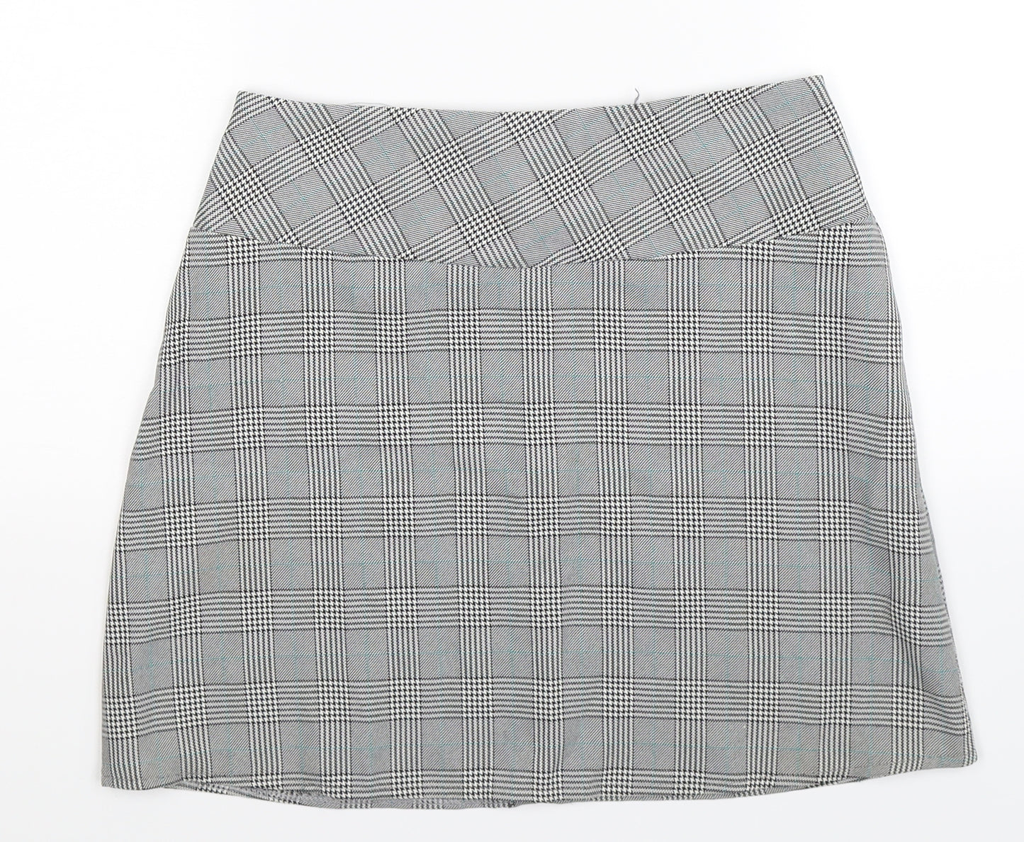 Boohoo Womens Grey Check  A-Line Skirt Size 10