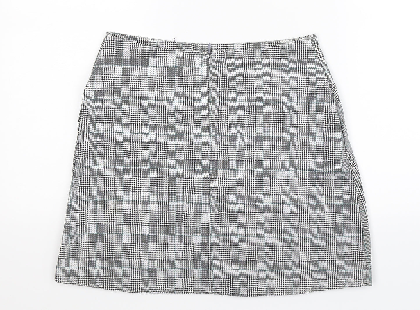 Boohoo Womens Grey Check  A-Line Skirt Size 10