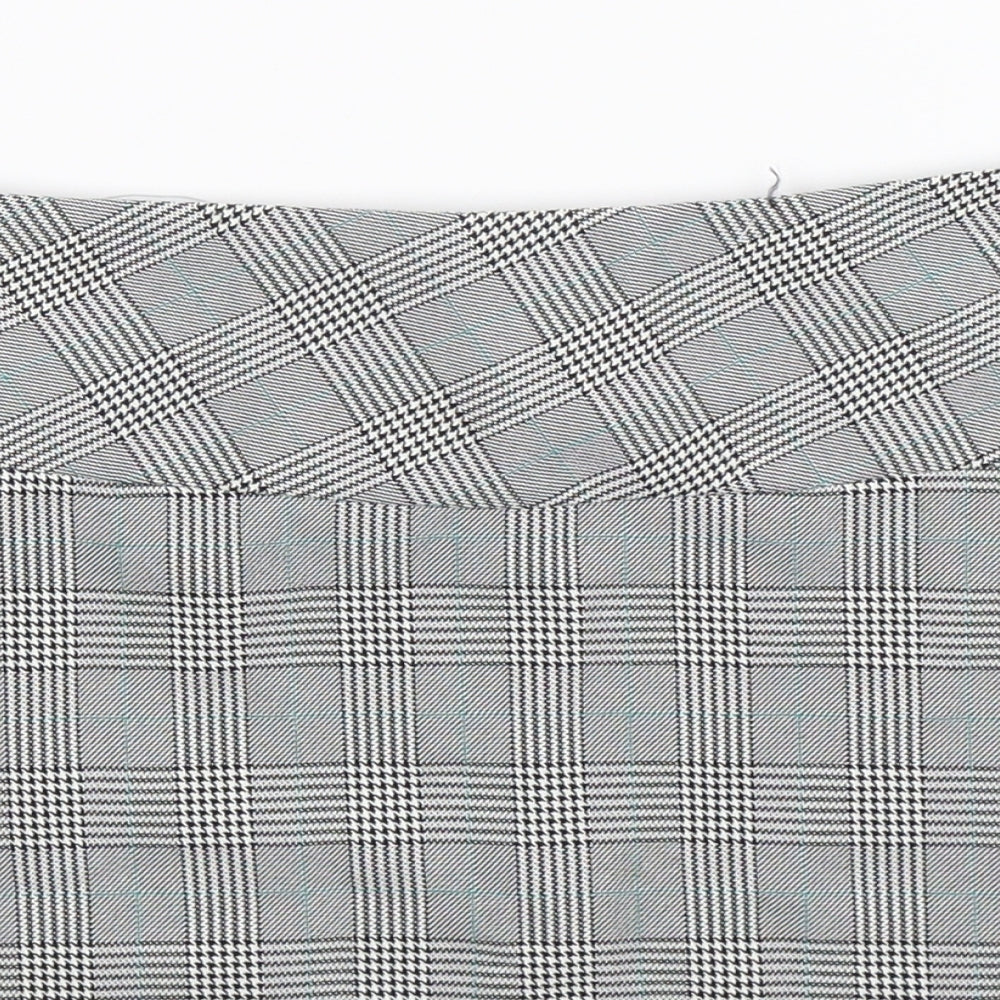 Boohoo Womens Grey Check  A-Line Skirt Size 10