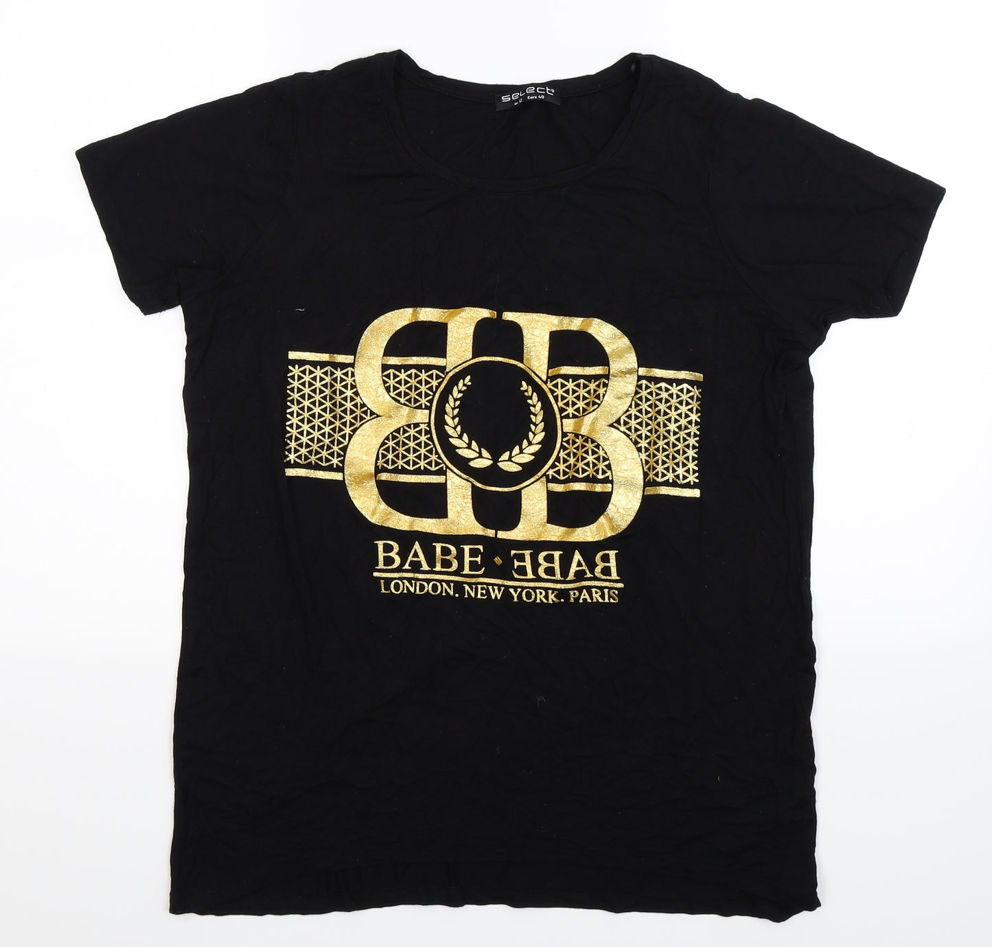 Select Womens Black   Basic T-Shirt Size 12