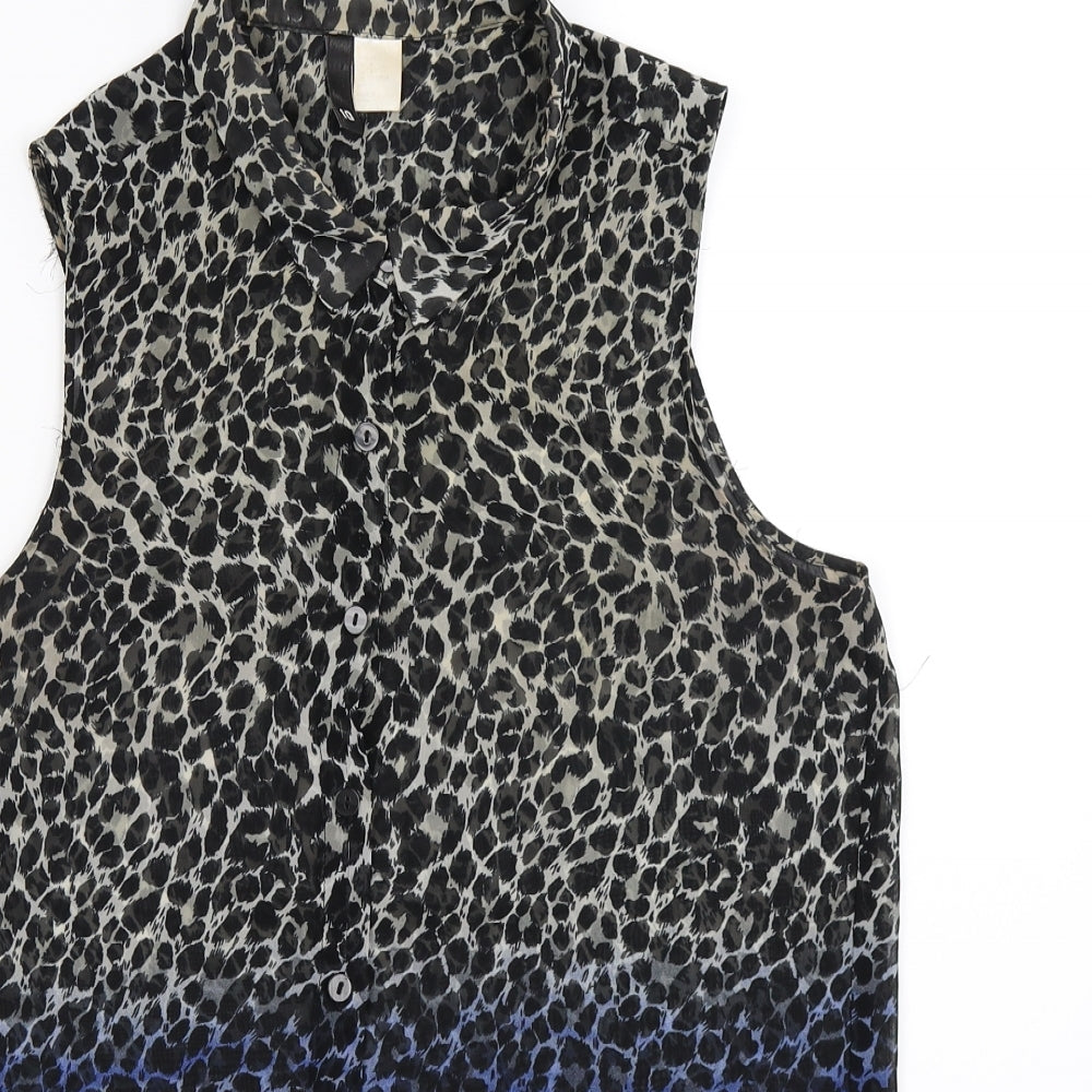 Divided Womens Multicoloured Animal Print  Basic Button-Up Size 10