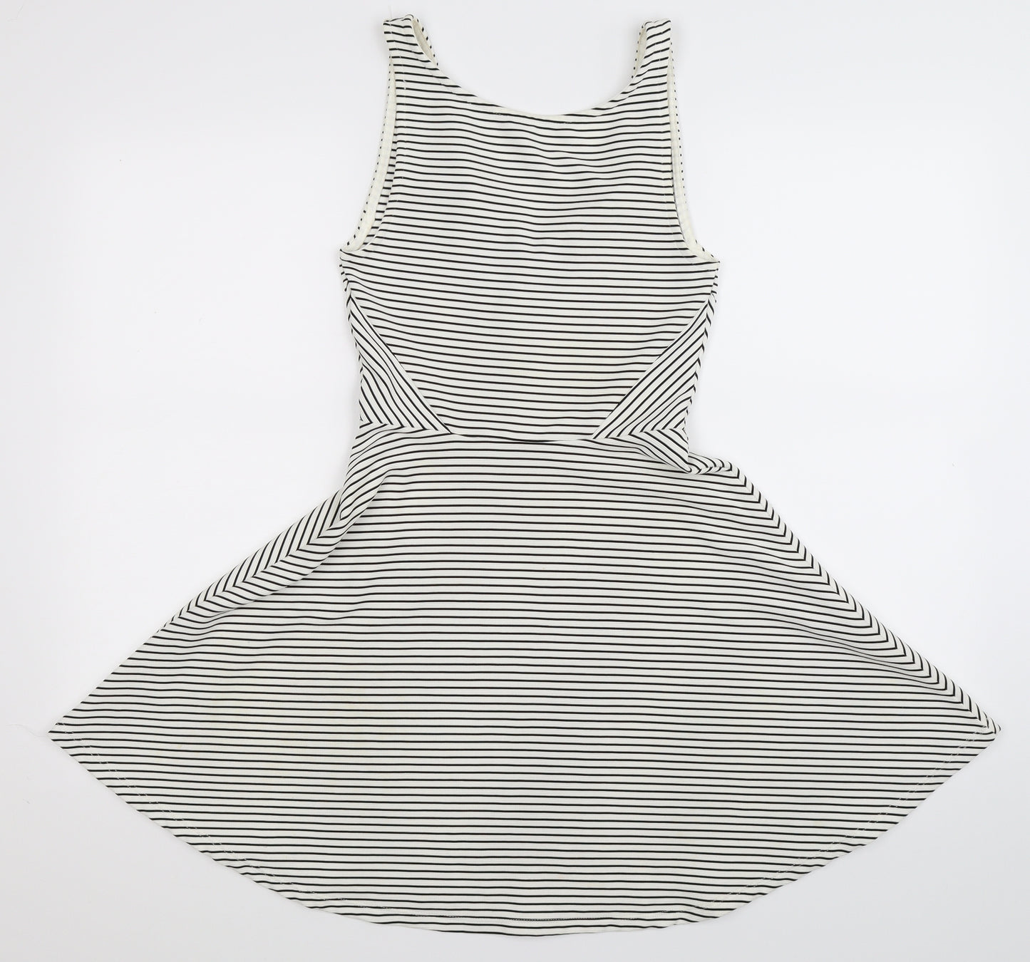 Divided Womens White Striped  Fit & Flare  Size 8