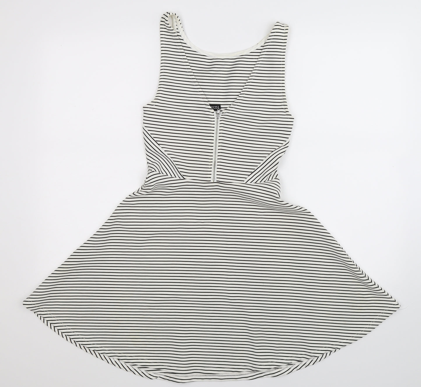 Divided Womens White Striped  Fit & Flare  Size 8