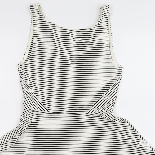Divided Womens White Striped  Fit & Flare  Size 8