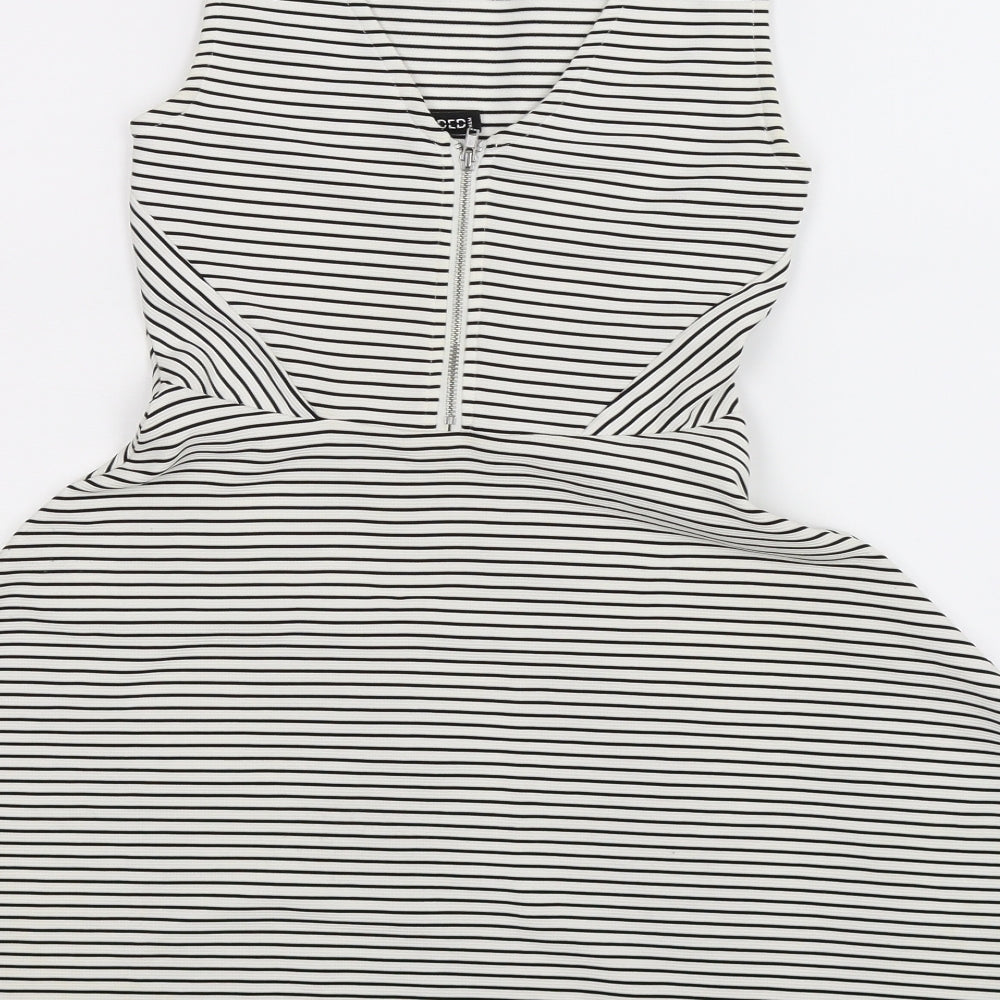 Divided Womens White Striped  Fit & Flare  Size 8