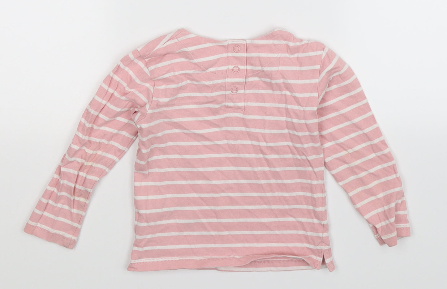 Marks and Spencer Girls Pink Striped  Basic T-Shirt Size 18-24 Months