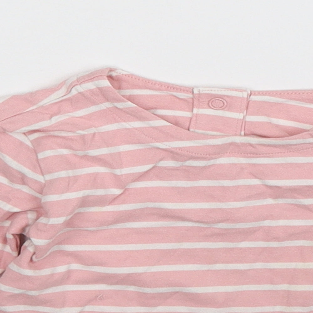 Marks and Spencer Girls Pink Striped  Basic T-Shirt Size 18-24 Months
