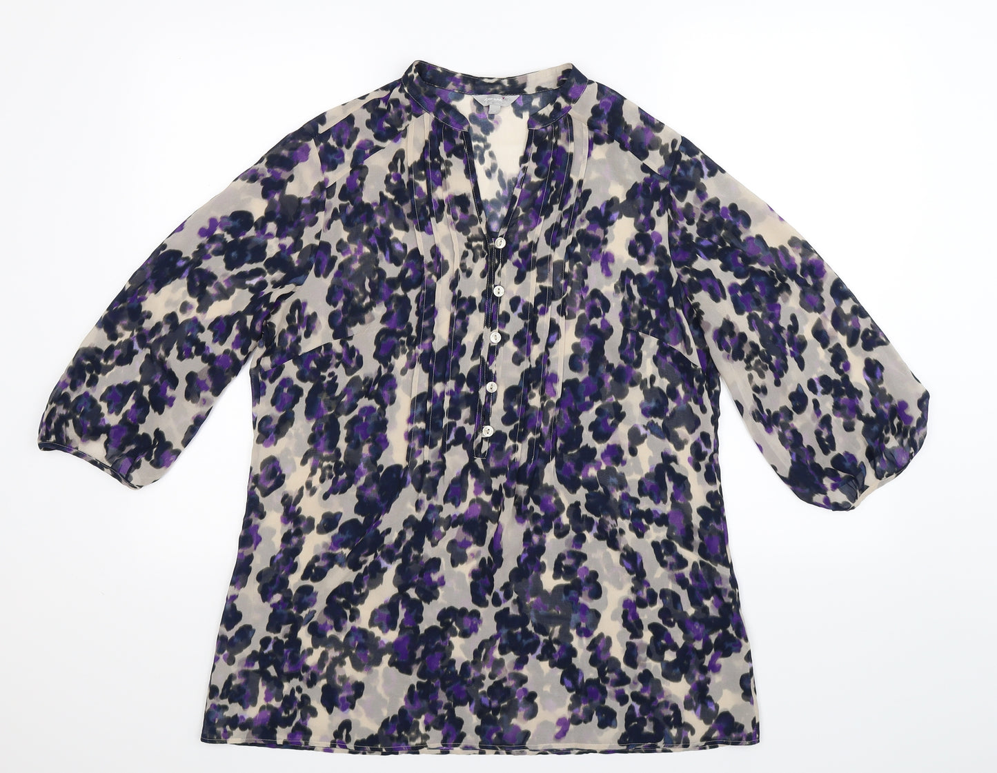 Per Una Womens Multicoloured Floral Satin Basic T-Shirt Size 14