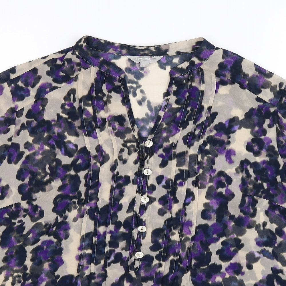 Per Una Womens Multicoloured Floral Satin Basic T-Shirt Size 14
