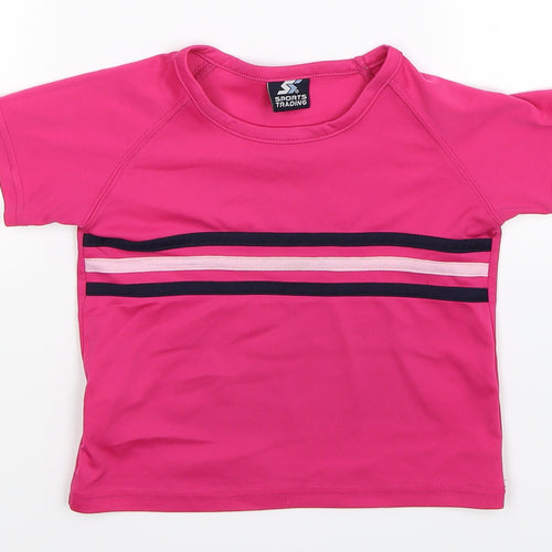Sports Trading Girls Pink Striped  Basic Blouse Size 3 Years