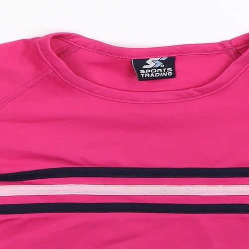 Sports Trading Girls Pink Striped  Basic Blouse Size 3 Years