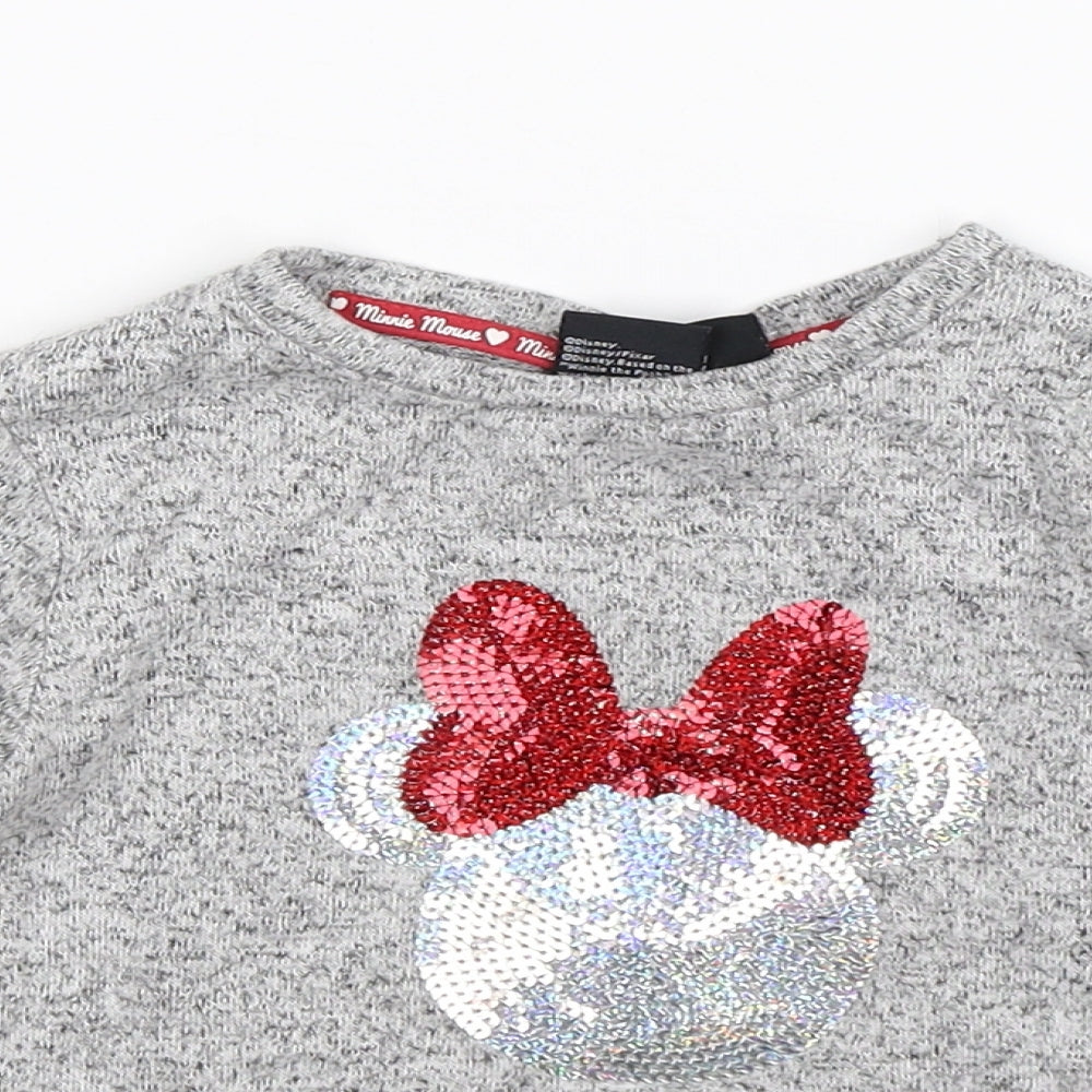 Disney Girls Grey  Knit Pullover Jumper Size 5-6 Years  - Minnie Mouse