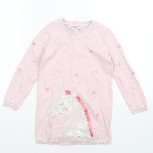 Primark Girls Pink  Knit Pullover Jumper Size 5-6 Years