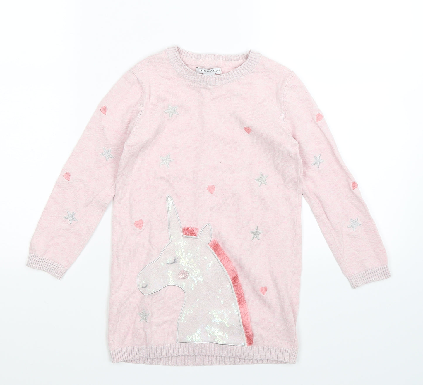 Primark Girls Pink  Knit Pullover Jumper Size 5-6 Years